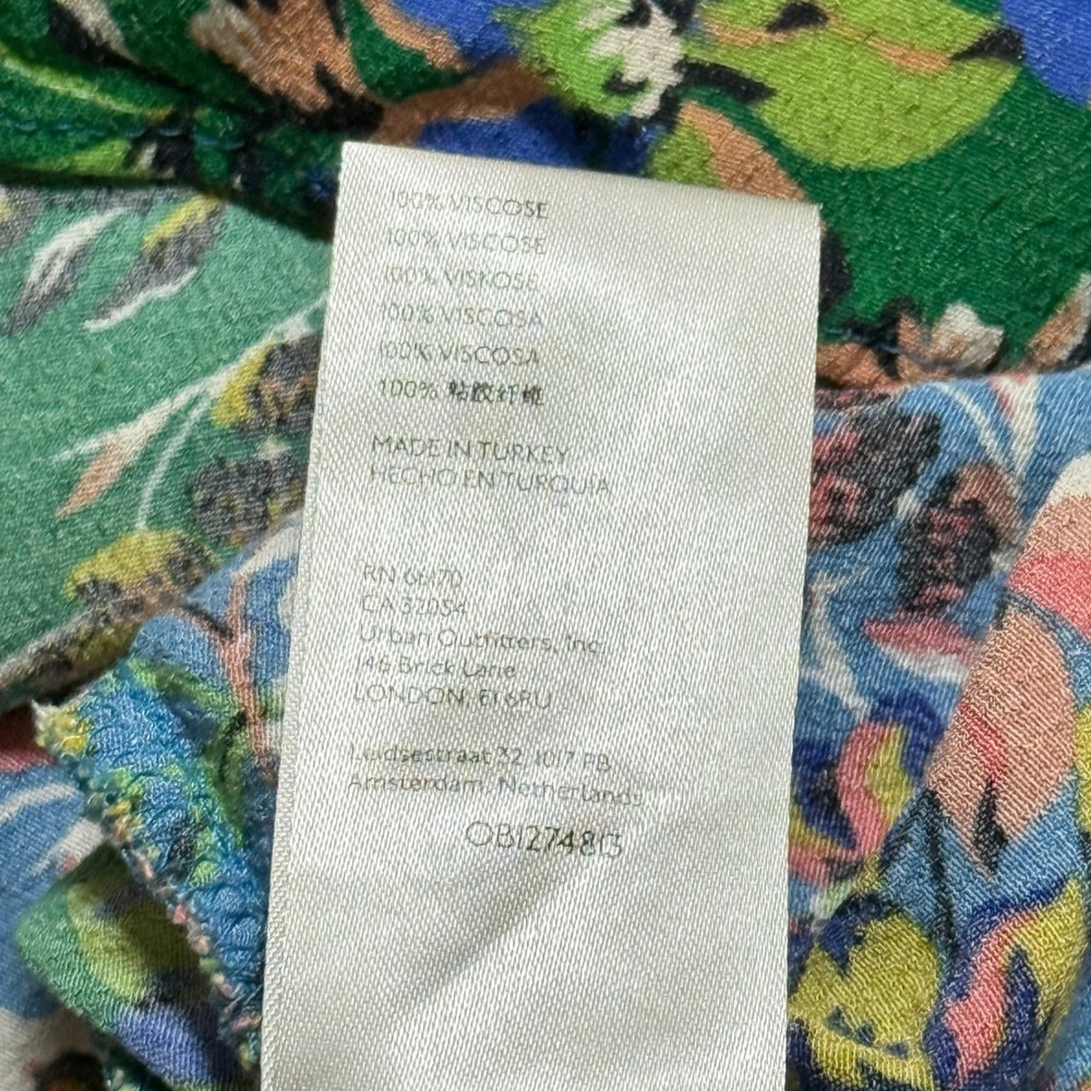 Anthropologie Robin Tiered Mini Dress LP Blue Green Floral Boho Cottagecore - Picture 9 of 11